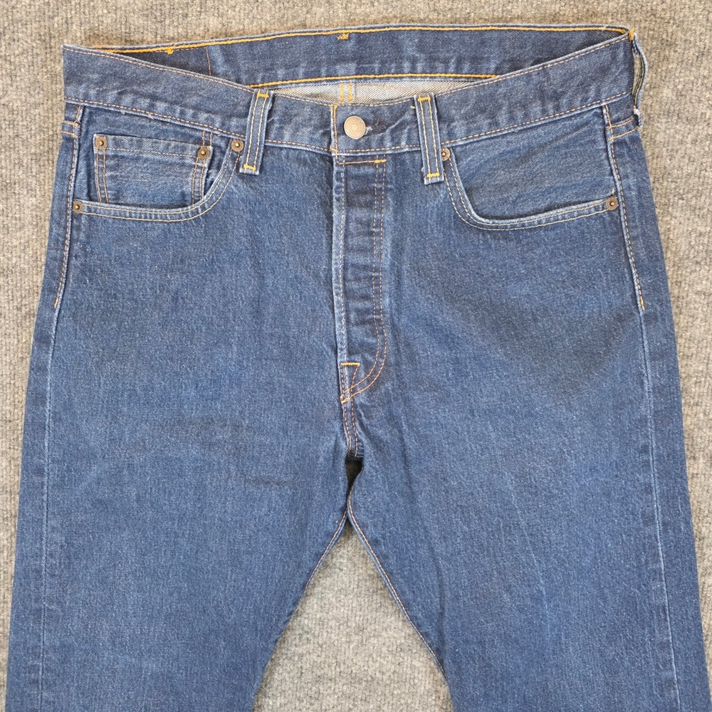 Levis 501 Original Fit Jeans Mens 34x30 Blue Denim Button Fly Straight Leg Dad - Picture 3 of 13